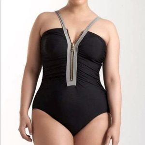 NWT Timothy Snell Elizabeth zip front swimsuit PLUS SZ 20W